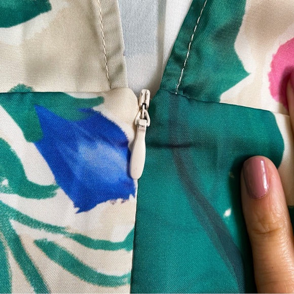 🌺 ZARA BOHO GREEN PINK MULTI SATIN WIDE LEG JUMPSUIT! - Picture 13 of 16